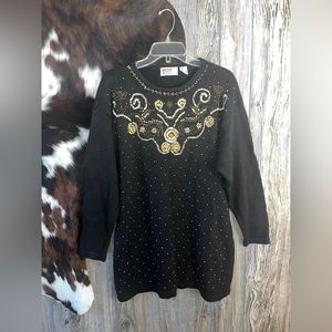 Vintage Sarah Morgan size medium embellished knit sweater in excellent condition